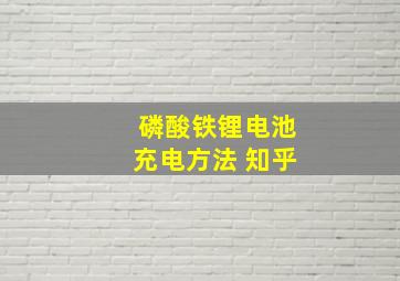 磷酸铁锂电池充电方法 知乎